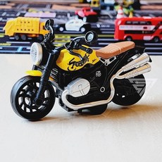 【台灣出貨】慣性重機摩托車玩具，哈雷機車模型，Q版兒童機車玩具，三色可選, 黃色, 1個
