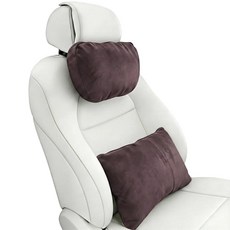 WELBRIT 자동차 목 베개용 자동차 베개 2개 운전석 목 지지용 부드러운 쿠션 등 지지 머리 받침대 차량 수면용 신축성 있는 조절 스트랩 포함블랙 헤드 40335, Head and Lumbar, 커피