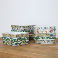 일본 그릇 회접시 나눔접시 앞접시 초밥 플레이팅 회 접시, 베이지 동백 (물결 직사각), 1개