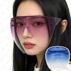 gouwa-989 방진 기름 연기 방지 바람 보호 투명 풀페이스 페이스 실드 커버, 블루, 1개