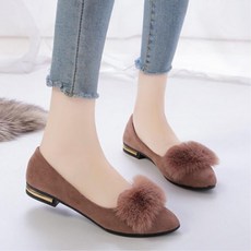 뒷굽 골드포인트 퍼장식 플랫슈즈 플랫워커 워커신발 여자워커 여성워커화