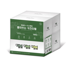 한예지 키스해링 뽑아쓰는 천연펄프 각키친타올, 150매, 3개