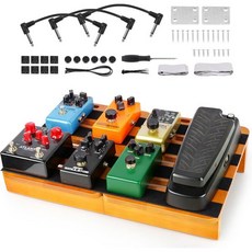 기타 페달 보드 가방 케이스 우드 이펙트 2-in-1 17.3인치 대용량 케이블 공급 세트 액세서리 포함