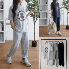 르엠마 해피 베어 SET 프린팅 캐쥬얼 상하의 팬츠 반팔 트레이닝 세트