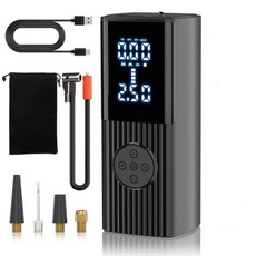 자동차 공기 압축기 휴대용 타이어 펌프 디지털 디스플레이 공 오토바이 램프와 전기, 1. 검정색, 1개