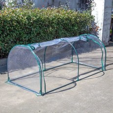 길냥이 쉘터 길고양이 급식소 온실 비닐 원예 천막 보온, 1개, 둥근 지붕 2칸 투명 200 100x80cm