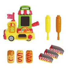 KONGSUNI 小荳娃娃 會說話的玉米熱狗車，互動音效，角色扮演，安全無毒材質, 1個