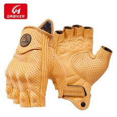 摩託車真皮手套半指複古機車騎行露指防摔透氣騎士裝備夏, 【黑色】純真皮 半指透氣款 可觸屏 抗摔,XL