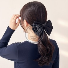가리 실크 3단 매듭 헤어핀 블랙