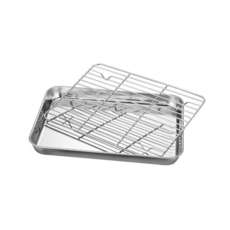 리브문 304 스테인리스 트레이 망 세트 스테이크 레스팅 튀김 기름망 스텐 쟁반 오븐 밧드, 430 스테인리스, 1세트