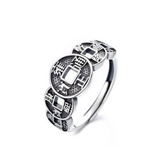 財神小舖 招財催運 五帝錢戒指 925純銀活圍戒 含開光 趨吉避凶 招財戒指