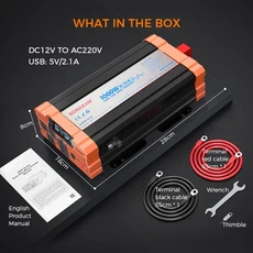 순수 정현파 인버터 12V/24V AC220V AC 변환기 태양광 야외용 듀얼 AC 및 20A 소켓 5V 2.1A USB 차량용 파, 01 빠른  Mainland, 01 12V-220V 1000W