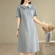 루스리더 여성용 카라넥 펀칭 반팔 원피스 ES10