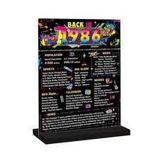 Holkcog 40th Birthday Decorations Women Men Disco Back in 1986 Poster Acrylic Sign with Stand 40, Holkcog 40th Birthday Decorati