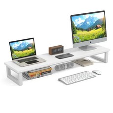 모니터 받침대 탁상 책상 선반 2단 폭 100cm 높이 12.7cm 모니터 스탠드 키보드 수납 책상대 내하중 45kg 프린터/pc/태블릿 PC에 적용 화이트, 상세페이지 참조
