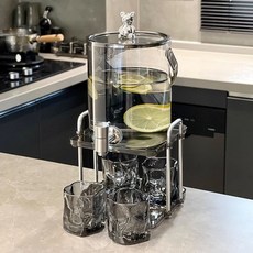 輕奢玻璃冷水壺套裝 大容量龍頭水瓶 家用涼水壺 水果茶/可樂飲料桶 冰箱冷水壺, 1個, 煙灰桶+架子