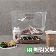PE비닐쇼핑백(M자형) 링봉투 카페 베이커리 배달 테이크아웃, 100장