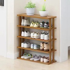 현관 신발장 원목 5단 슬림 신발장정리대 신발수납정리대 실내화 거치대, 브라운, 1개