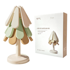 엘빈리빙 스탠딩 트리 실리콘 냄비 받침, 원형 받침대, 1개