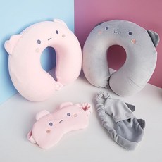 안대 목쿠션 아기자기한 사랑스러운 목베개 반려묘 회사 휴식 낮잠 29713pc 1(pc), 그레이 고양이