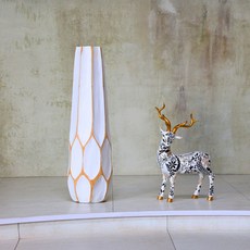 戊辰美學 泰國 芒果木 花瓶 擺件, 片狀芒果木花器W14*H52cm