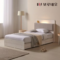 보루네오 미오Po LED 3서랍 수납 호텔침대 프레임 SS, 화이트워시