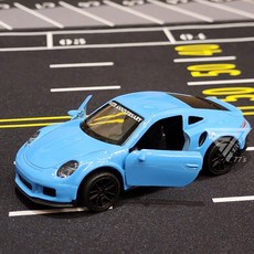 【台灣出貨】1:43合金超跑模型車，仿真警車合金模型，兒童玩具賽車, 保時捷【藍】, 1個