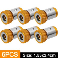 예초기부품 부속 자석 링 스크루 드라이버 비트 홀더 크로스 필립스 Philips 자화 이동식 부품 어댑터 스크류 전동 공구, 6PCS-Yellow