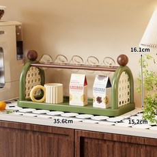 中古綠 雙層茶杯收納架 茶具任意放, 中古綠 - 單層 加寬底座 茶具任意放, 1個