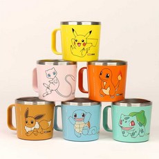 홈앤키즈 포켓몬스터 식기세척기용 스텐 컵 L 260ml 유아 어린이 초등학생 물컵 양치컵 스텐컵 어린이집 유치원 단체선물 피카츄 뮤 꼬북이 파이리 이브이 이상해씨, 1개
