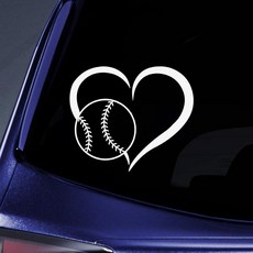 Bargain Max Decals 야구 하트 스티커 데칼 노트북 자동차 노트북 5.5인치 화이트 416710, Bargain Max Decals 야구 하트 스티커 데