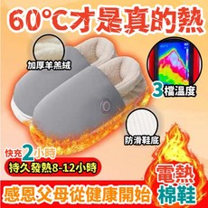LAMRCO 電動加熱棉鞋，3檔溫度調節，USB充電保暖鞋，冬季暖腳神器, 淺灰色,42-43【適合41-42脚穿】