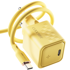 코드웨이 C타입 30W 초고속 충전기 + 60W C to C 1.8m 케이블, 1세트, 레몬 옐로우