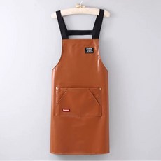 BROWMODA PU 방수 앞치마 주방 조리 전용 허리앞치마, 브라운, 1개