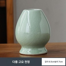 말차 세트 차선 차완 도자기 차센 다기 거품기 꽂이, 그린 포슬린 차 퍼터, 1개