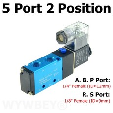 공압 전기 솔레노이드 밸브 5 웨이 2 위치 12V 24V 220V 6mm 8mm 10mm 호스 연결 조정 제어 공기 가스 마그네틱 밸브, 01 Without Fittings_04 AC 110V, 1개