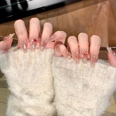 穿戴甲片高級感夏季簡約百搭美甲貼片貓眼手工假指甲片新品30片, 1個, BY1569玲瓏剔透:工具包款