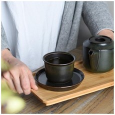 킨토 LT 컵＆소서 160ml.블랙, 블랙, 1개