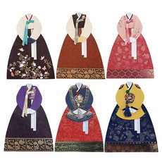 卡通韓服零用錢信封 6款組 FB302, 1套, 混合顏色