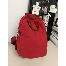 雙肩包 單肩包 兩用揹包 帆布書包, 酒紅色 可單肩可雙肩, 1個