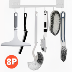 라스푸텐 욕실 청소 도구 화장실 용품 스퀴즈 변기솔 브러쉬 틈새솔 거치대 8종 세트, 1세트, LSP113-W