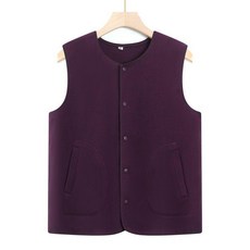 가을 겨울 여성 중년 엄마용 두꺼운 플리스 자켓, 5XL 70.0-77.5kg, 딥퍼플 플리스안감없는조끼