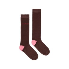 마르니 키즈 로고 자수 골지 양말