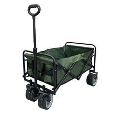 津宏五金 戶外摺疊拉車 台灣現貨 露營推車 手推車 折疊購物車 露營車, GREEN, 1個