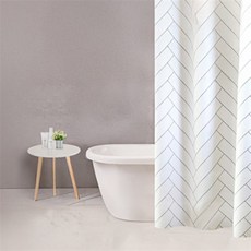 올데이픽 화이트 헤링본 샤워커튼 패브릭샤워커튼, 그레이