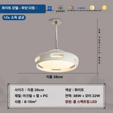 미소샵 날개없는실링팬 거실 천장 선풍기 조명, 화이트 나노 살균