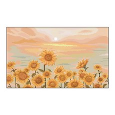 푸른소나무 DIY 감성 실십자수 도안 세트 패키지, 황금 해바라기 60x40cm, 1개