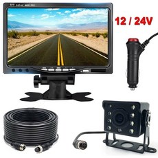 인치 모니터 2x 백업 카메라 12 주차 IR 후방 24V 리버스 RV용 8LED 트럭 디스플레이 픽업 세트 시스템 HD, one camera kit