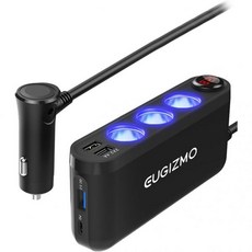 USB 시가라이터 어댑터 200W 차량 플러그 분배기 충전기 연장선 3구 방식 12V24V 포트 콘센트용 3088080