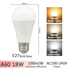 1-20pcs E27 B22 기본 LED 3 색상 조정 전구 AC110V 220V 3CCT(3000K 4000K 6000K) 메모리 기능 색온도 재, 05 18W E27, 02 1pcs, 01 AC100-240V